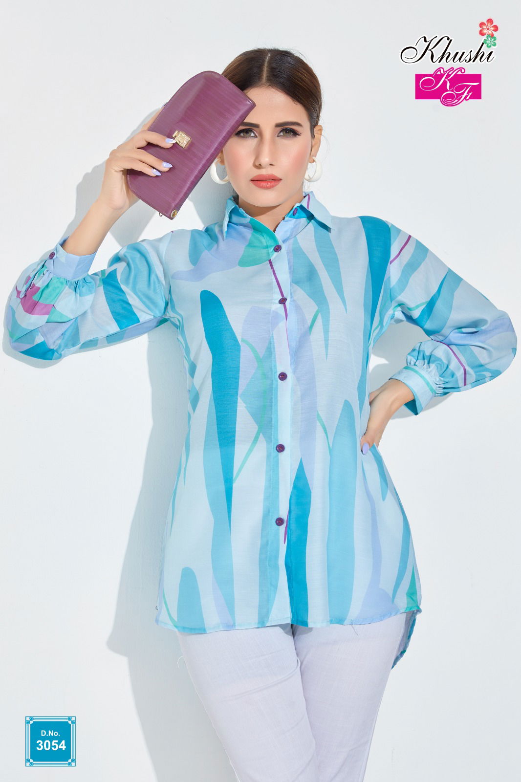 Designer Printed Office Wear Ladies Shirt Catalog